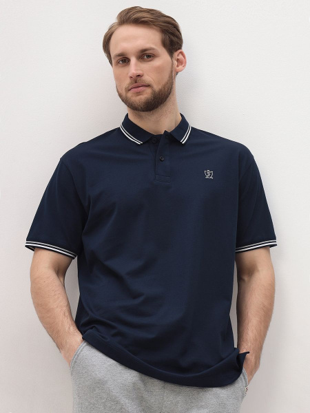 Поло Fine Joyce, размер 52, цвет темно-синий, 80% хлопок, 20% нейлон ...