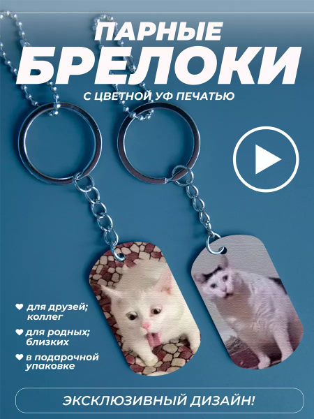 Парные брелоки для ключей Кот мем буэ - купить с доставкой по выгодным ...