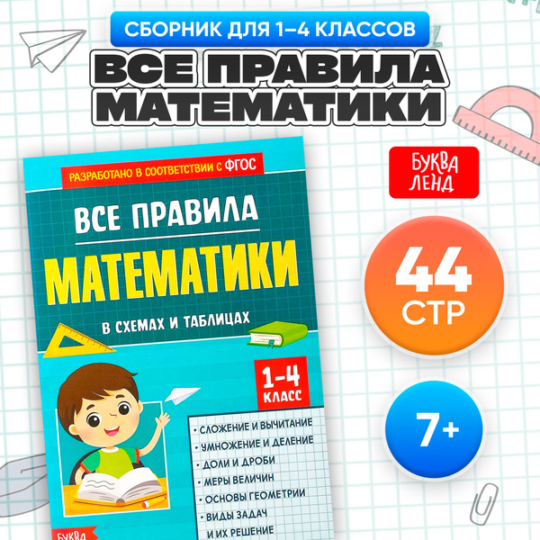 Книги для детей, Буква-Ленд "Все правила математики 1-4 класс ...