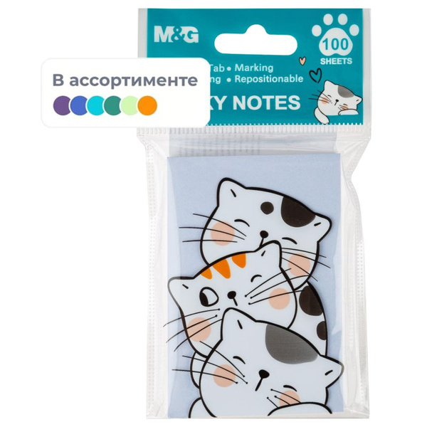 Стикеры с клеевым краем M&G So Many Cats, 76x51мм, 100 л, в ассорт ...