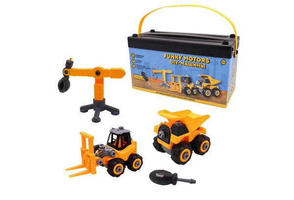 Конструктор Funky Toys DIY. Набор из 3-х машинок с отверткой FT0398159 ...