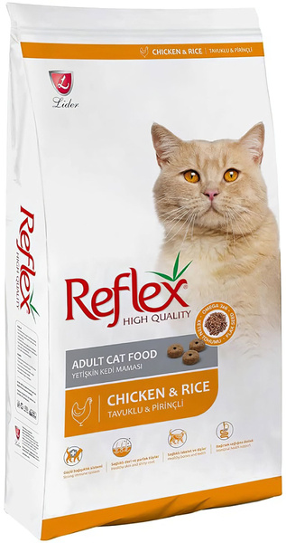 Корм Reflex Chicken&Rice для кошек, курица с рисом, 15 кг - купить с ...