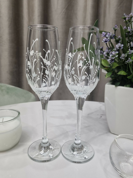 Бокалы свадебные "Люкс" с декором / фужеры для шампанского купить c ...