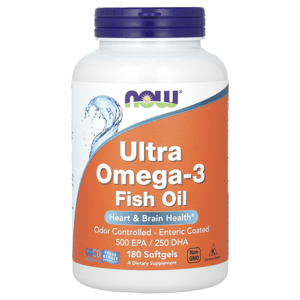 NOW Foods, Ultra Omega-3 500 EPA / 250 DHA, 180 капсул - купить с ...