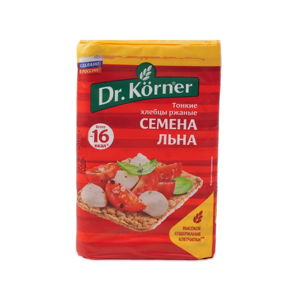 Хлебцы хрустящие Dr.Korner Ржаные с семенами льна 100г, Россия - в ...
