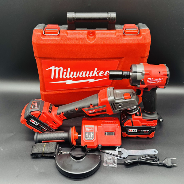 Набор аккумуляторного инструмента Milwaukee 2в1 Болгарка(УШМ)+Гайковерт ...
