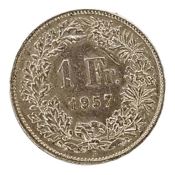 Коллекционная монета 1 франк (francs) Швейцария 1957 год - купить в ...