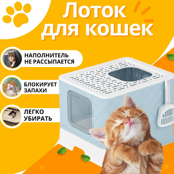Туалет для кошек закрытый, голубой - купить с доставкой по выгодным ...