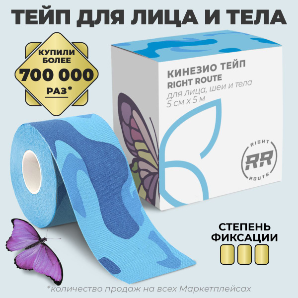 Кинезио тейпы для лица и тела RIGHT ROUTE, тейп от морщин и отеков ...