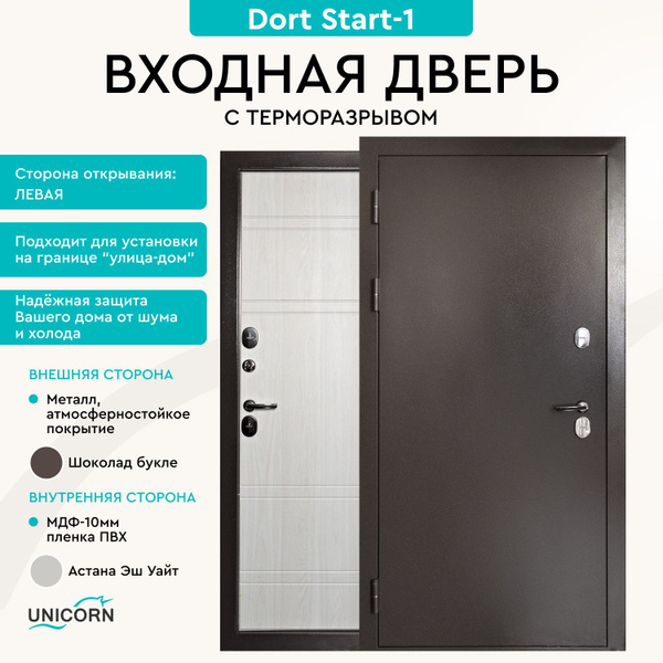 Дверь входная в дом с терморазрывом Unicorn Dorf Start-1 960х2050 ...