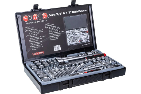 Набор инструм. FORCE  59 предм. (1/2" и 3/8" 6 граней)