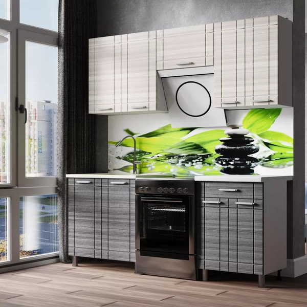 Кухня Бомбей 2м Сандал белый/Сандал серый с окапом без столешницы ...