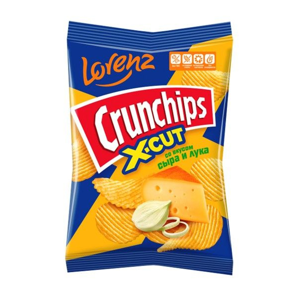 Чипсы Lorenz Crunchips X-Cut картофельные рифленые 70г со вкусом сыра и ...