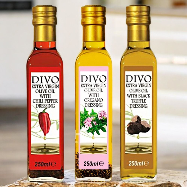 Оливковое масло DIVO Extra Virgin 3 вкуса по 250 мл.: черного трюфеля ...