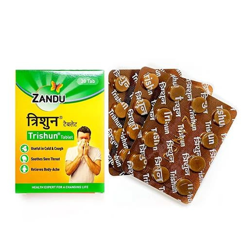 Тришун (Trishun) Zandu, от простуды и гриппа, 30 таблеток - купить с ...