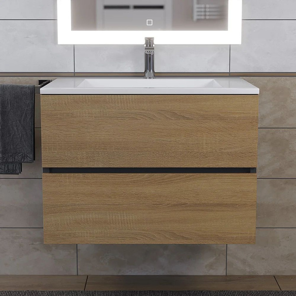 Тумба с раковиной Uperwood Barsa 70 подвесная, 70 см, черная, с ящиками ...