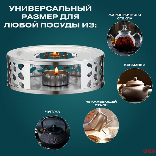 Подставка для подогрева "Подставка под чайник для свечи", 16 см х 16 см ...