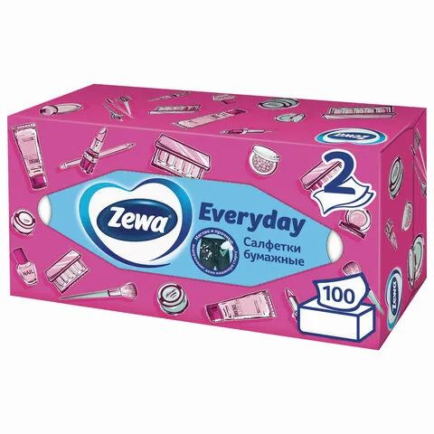Салфетки косметические ZEWA Everyday 100шт для лица в коробке купить на ...