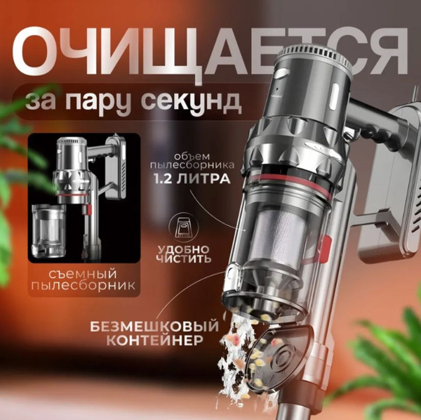 Пылесос вертикальный, для дома, проводной с контейнером 1.2л, 2000 Вт ...