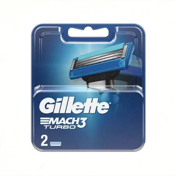 Сменные кассеты Gillette Mach Turbo с 3 лезвиями для бритья, 2 шт ...