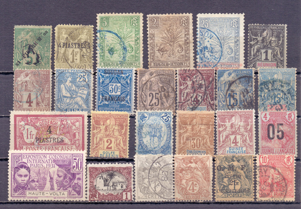 Марки почтовые колоний Франции 1880-1915 годы, Стандарты. Шикарная ...