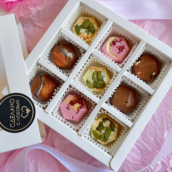 Конфеты ручной работы 9 шт, подарочный набор сладостей купить на OZON ...