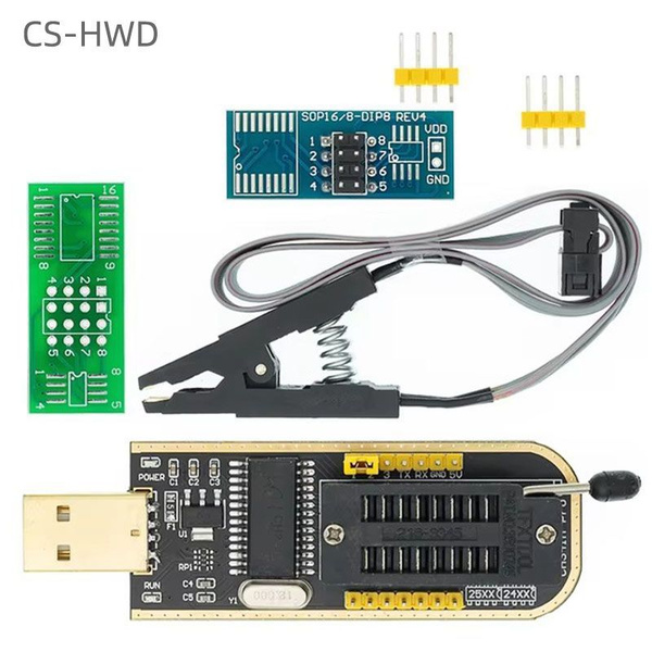 USB программатор CH341A для 24-25 серий + Зажим (прищепка) SOIC8 SOP8 ...