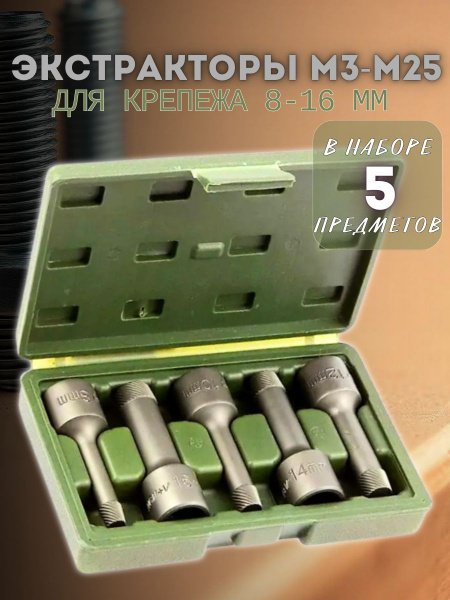 Набор экстракторов внутренних 1/2'' 8-16 мм, 5 предм.
