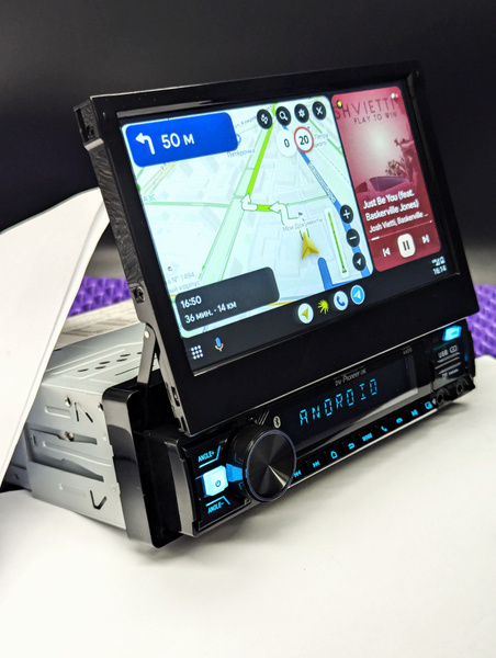 Выдвижная Андроид 3+32ГБ магнитола с CarPlay 1Din c навигатором (GPS ...