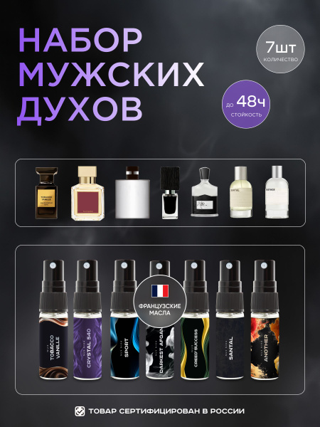 NUX NIKA Духи мужские стойкие, подарочный набор 7шт по 3мл купить на ...