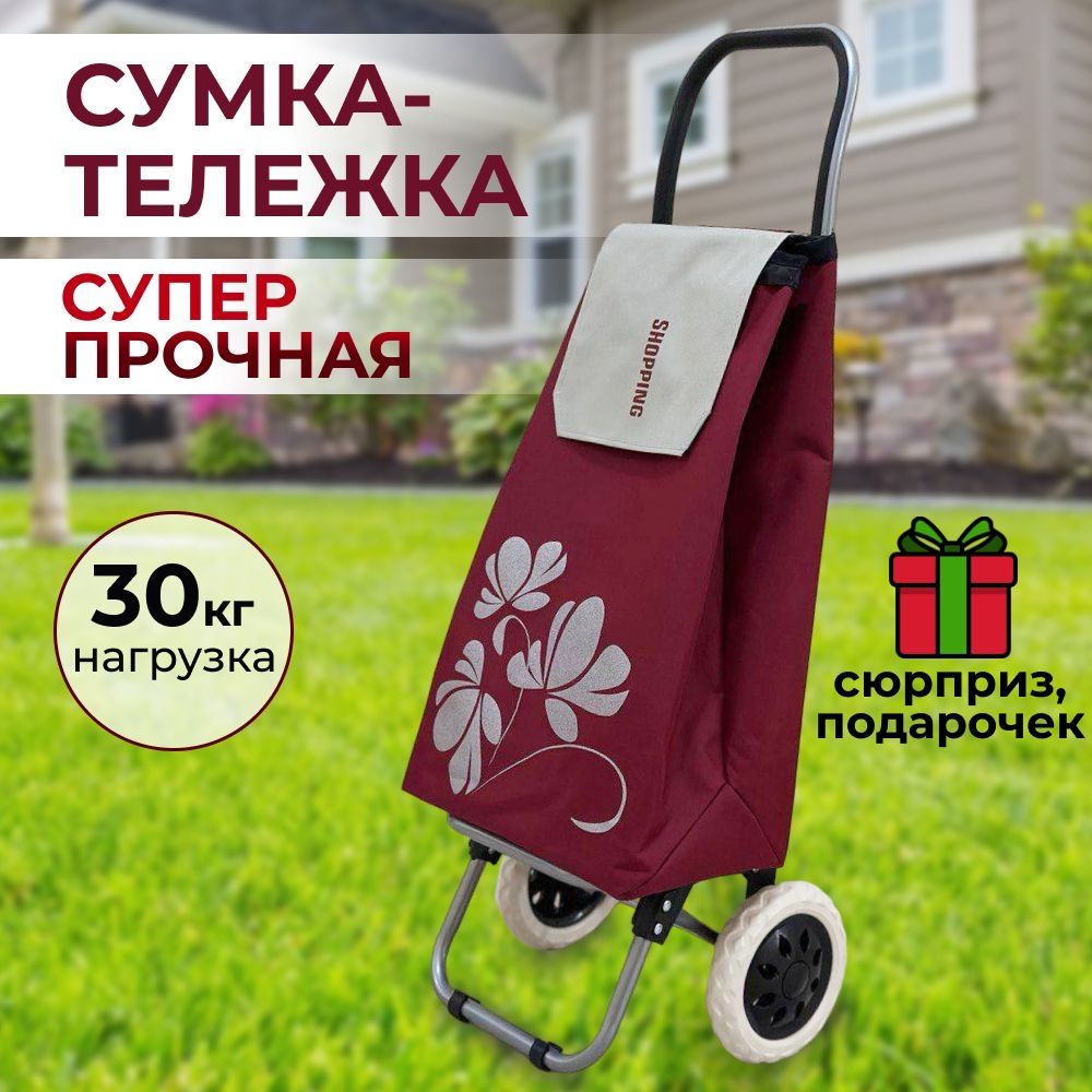 Сумка тележка на колесах хозяйственная, 40 л, Shopping Бордо