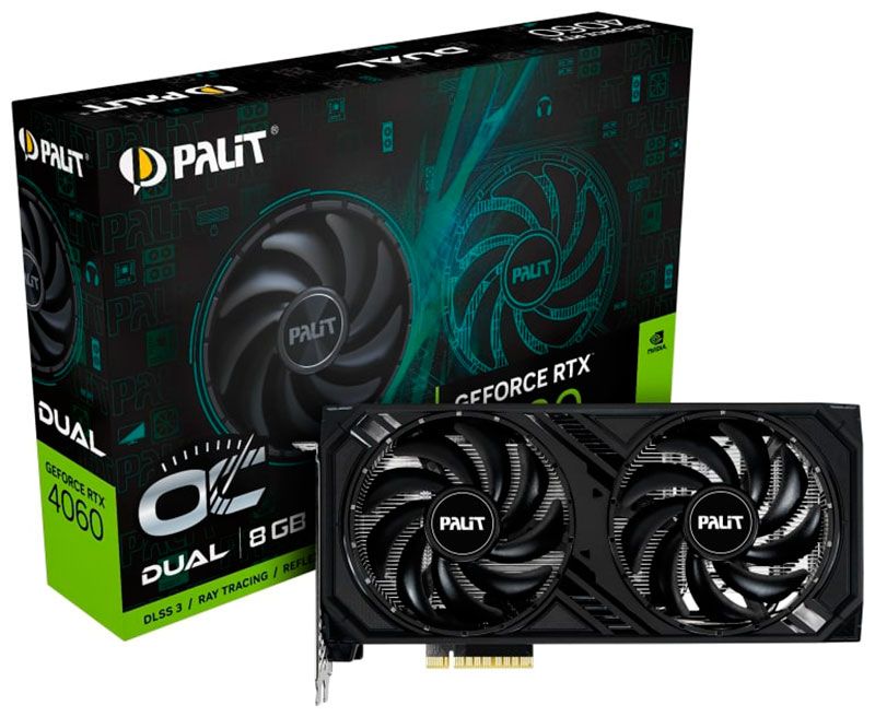 Palit Видеокарта GeForce RTX 4060 GeForce RTX 4060 DUAL OC 8GB (NE64060T19P1-1070D) 8 ГБ (GeForce RTX 4060 DUAL OC 8GB (NE64060T19P1-1070D))