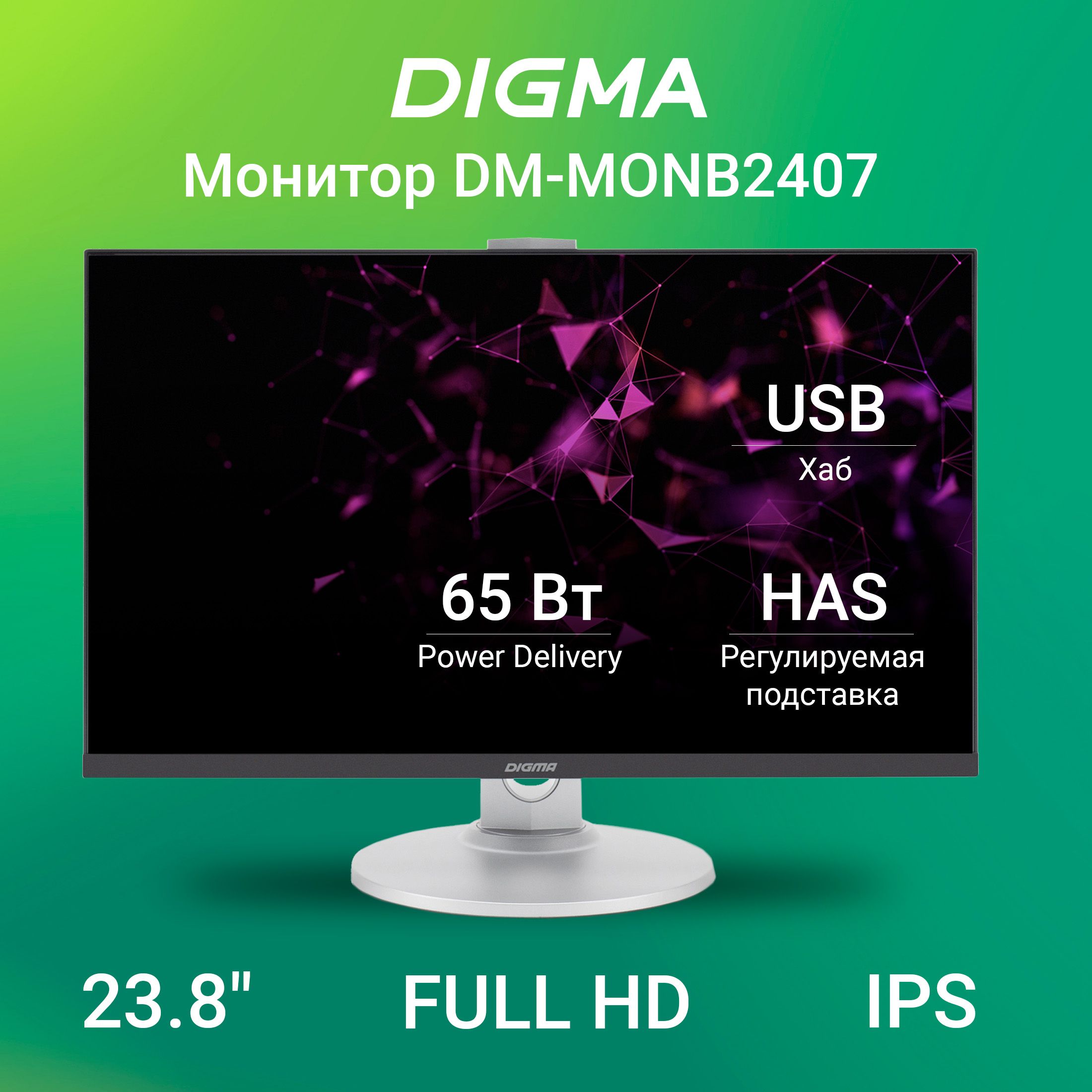 Digma23.8"МониторDM-MONB2407,серебристый,черный