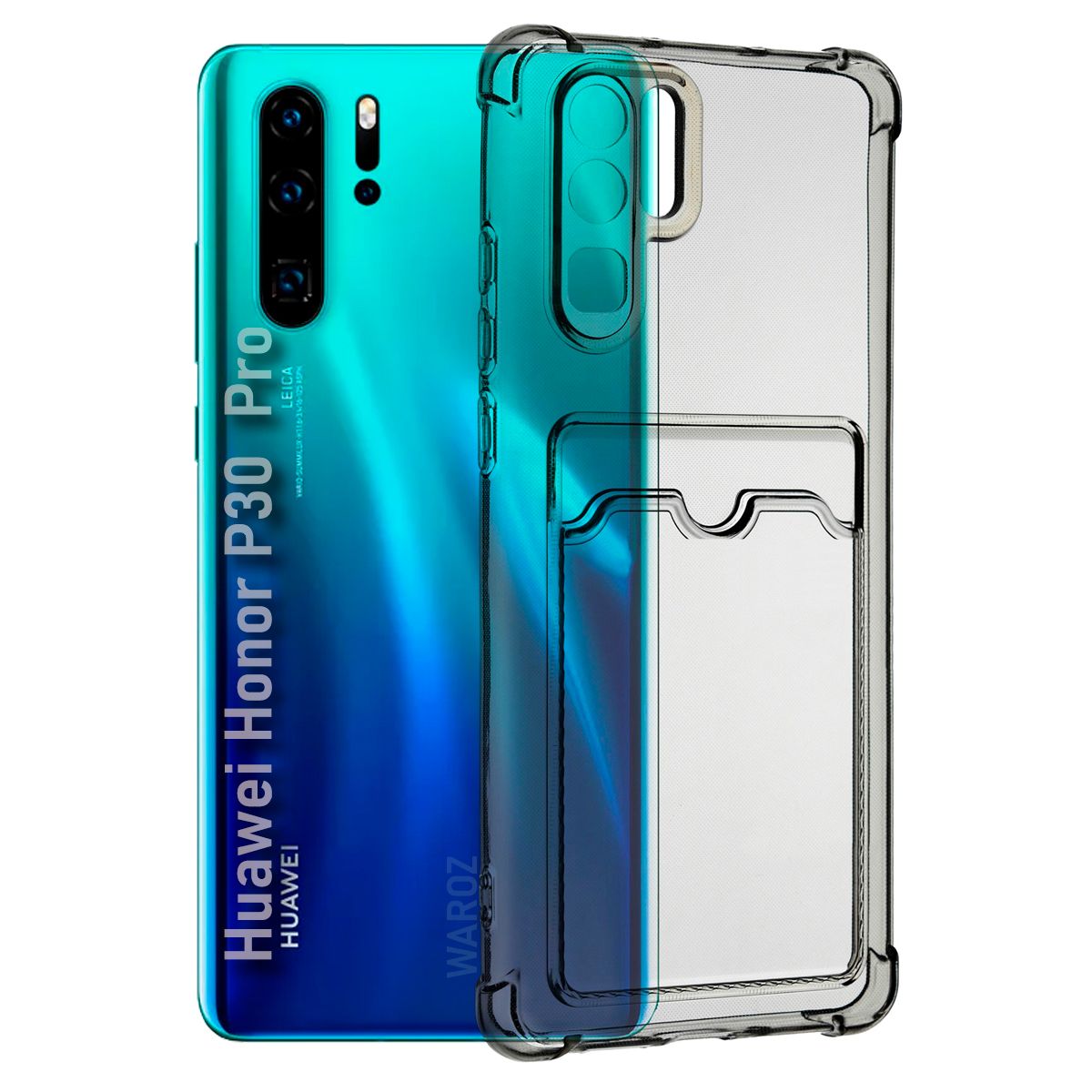 Чехол для смартфона Huawei P30 PRO силиконовый противоударный с защитой  камеры, бампер с усиленными углами для телефона Хуавей П30 ПРО с карманом  для карт, серый - купить с доставкой по выгодным ценам