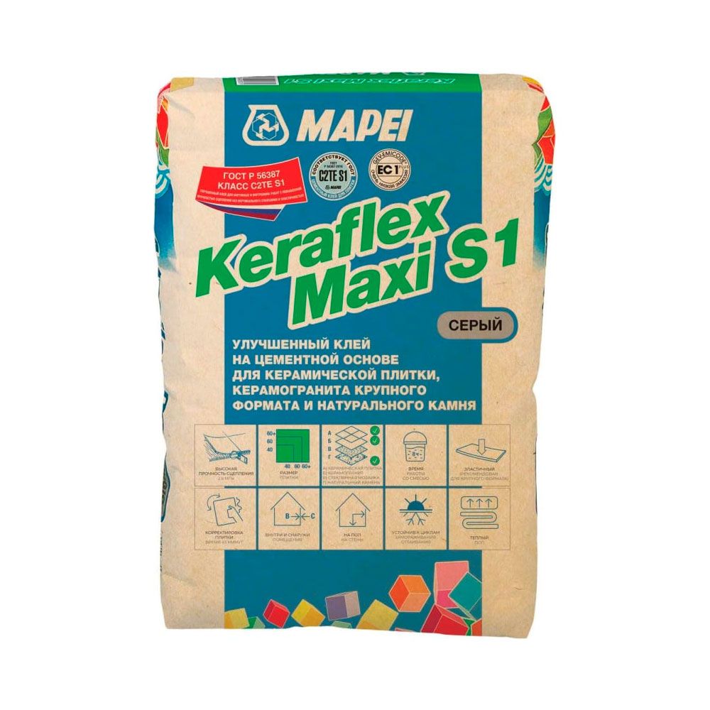 Клей для плитки Mapei Keraflex Maxi S1 серый 25 кг 1203025