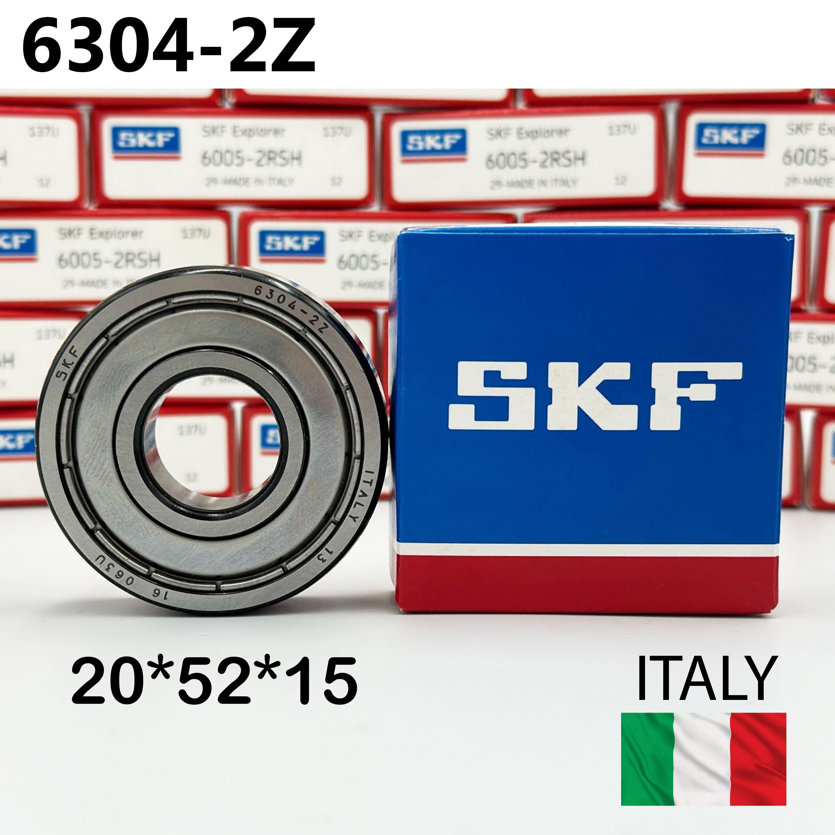 Подшипник SKF 6304-2Z (6304 ZZ / 80304) размер 20*52*15 Италия, универсальный