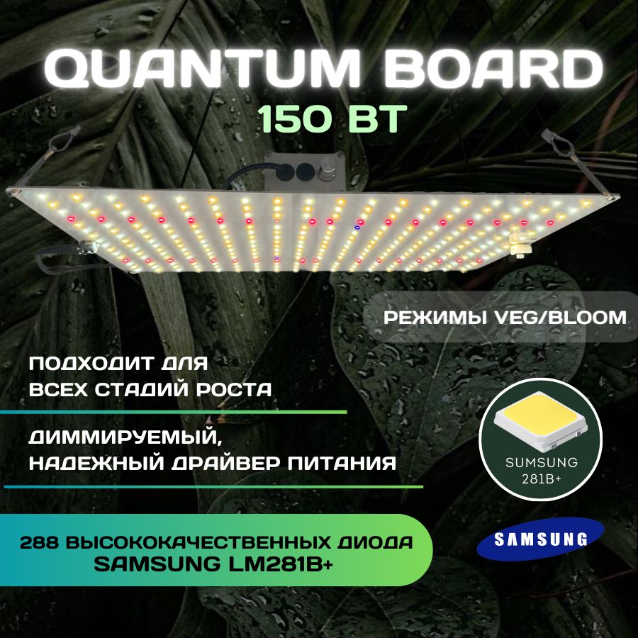 Quantum Board 150 Ватт диоды LM281B+ / фитосветильник в гроубокс / фитолампа для растений