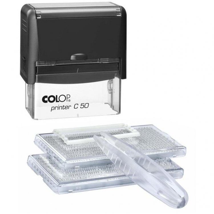 Colop Printer Compact 50-Set Автоматический самонаборный штамп, 2 кассы, С РАМКОЙ (размер штампа 69 х 30 мм, 6/8 строк),