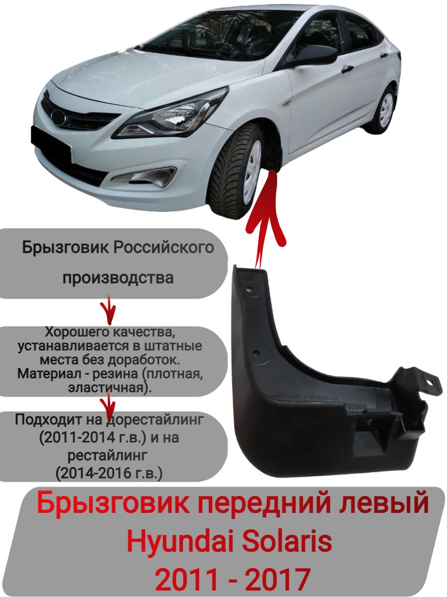 Брызговик передний левый Hyundai Solaris 2011-2017 - Russia арт. 206333 -  купить по выгодной цене в интернет-магазине OZON (783799186)