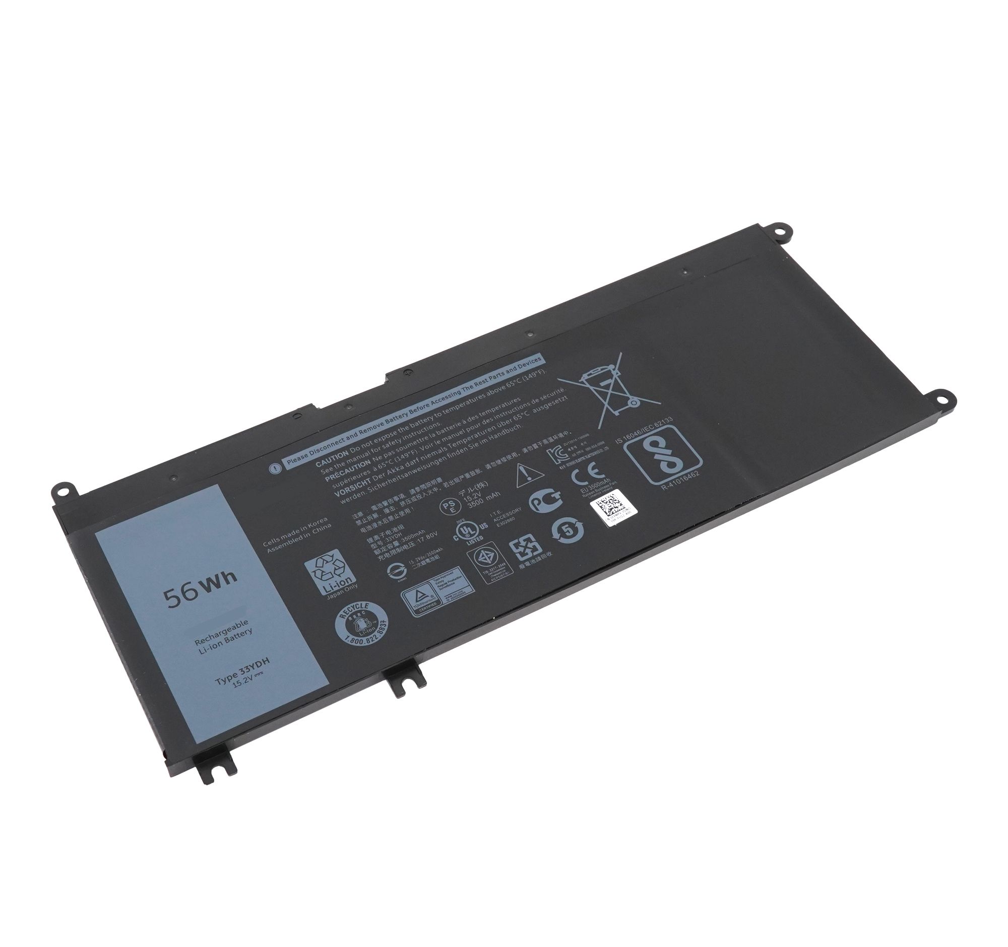 Аккумулятор Genuine Dell (33YDH) 15.2V 56Wh 3500mAh для Dell G3 3579, 3779, G5-5587, 3380, 7580, 7588