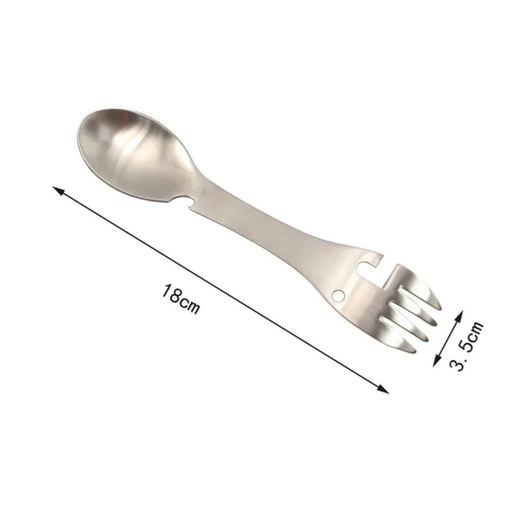 Вилка-ложкатуристическая,5в1/Ложка-вилкадлякемпинга/Ложка-вилкапоходная,серебро
