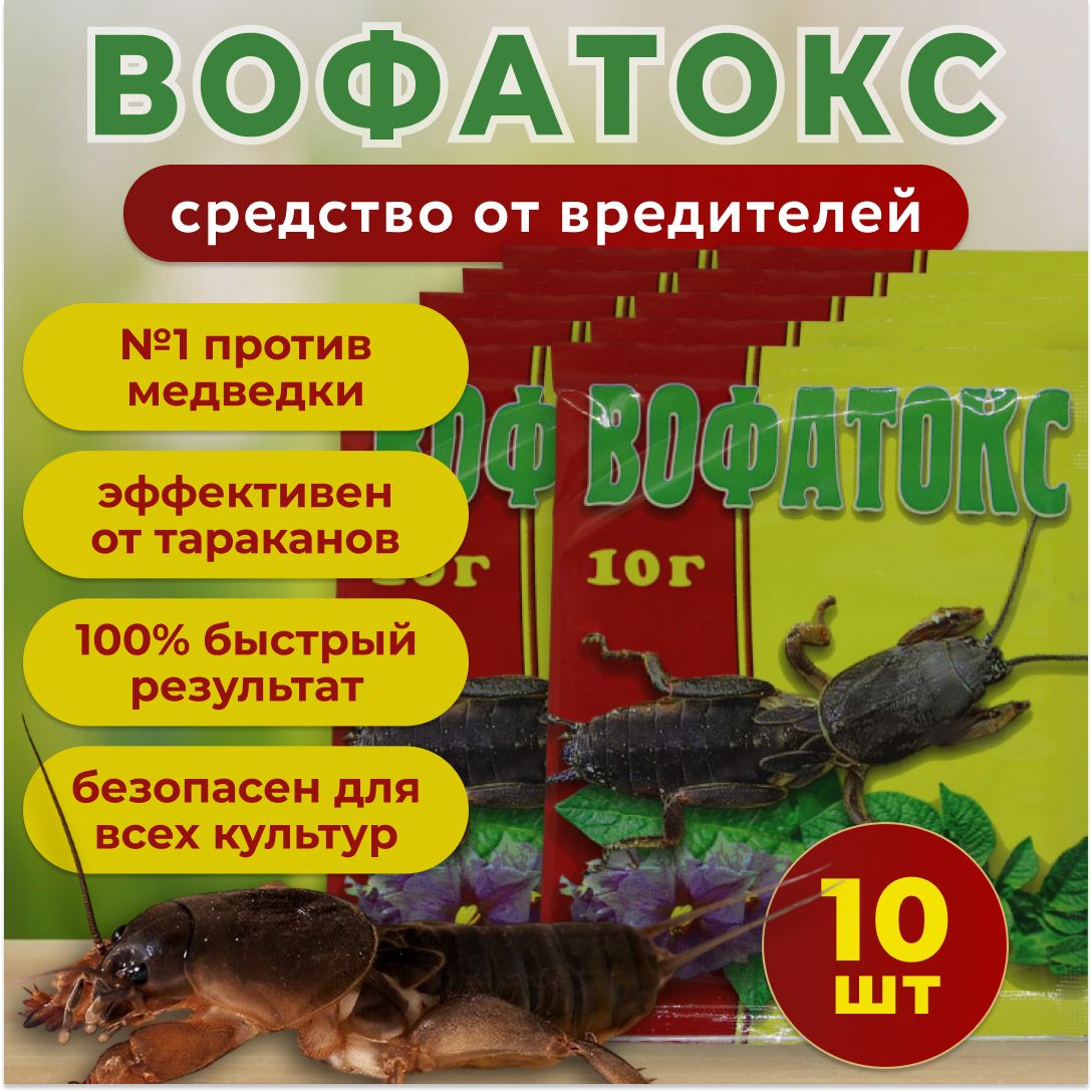 Вофатокс 10 гр. 10 шт. / от тараканов, медведки и прочих - купить с  доставкой по выгодным ценам в интернет-магазине OZON (1443158262)