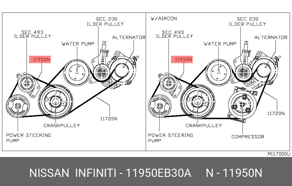 Как снять генератор ниссан патфайндер Ремень Nissan 11950-EB30A - Nissan арт. 11950-EB30A - купить по выгодной цене в 