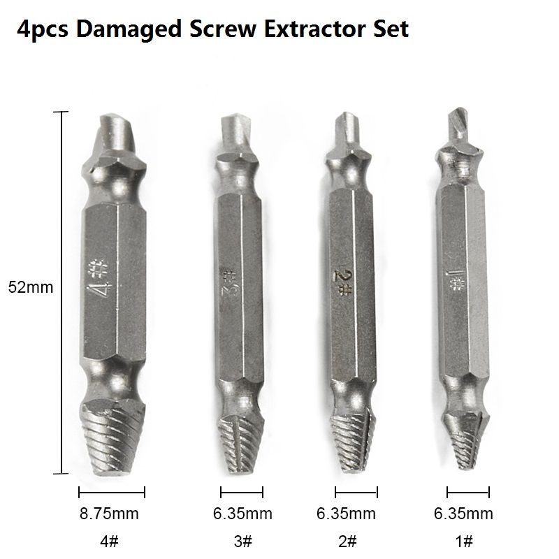 Набор экстракторов для извлечения сорванных шурупов , саморезов , болтов/ набор бит для выкручивания шурупов 4шт.