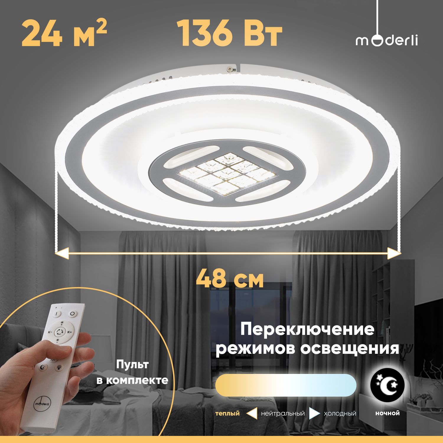 ModerliПотолочныйсветильник,LED,136Вт