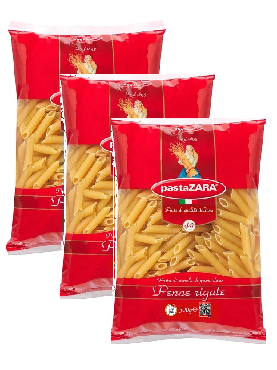 Макаронные изделия Pasta Zara № 49 перья рифленые, 500 г х 3 шт