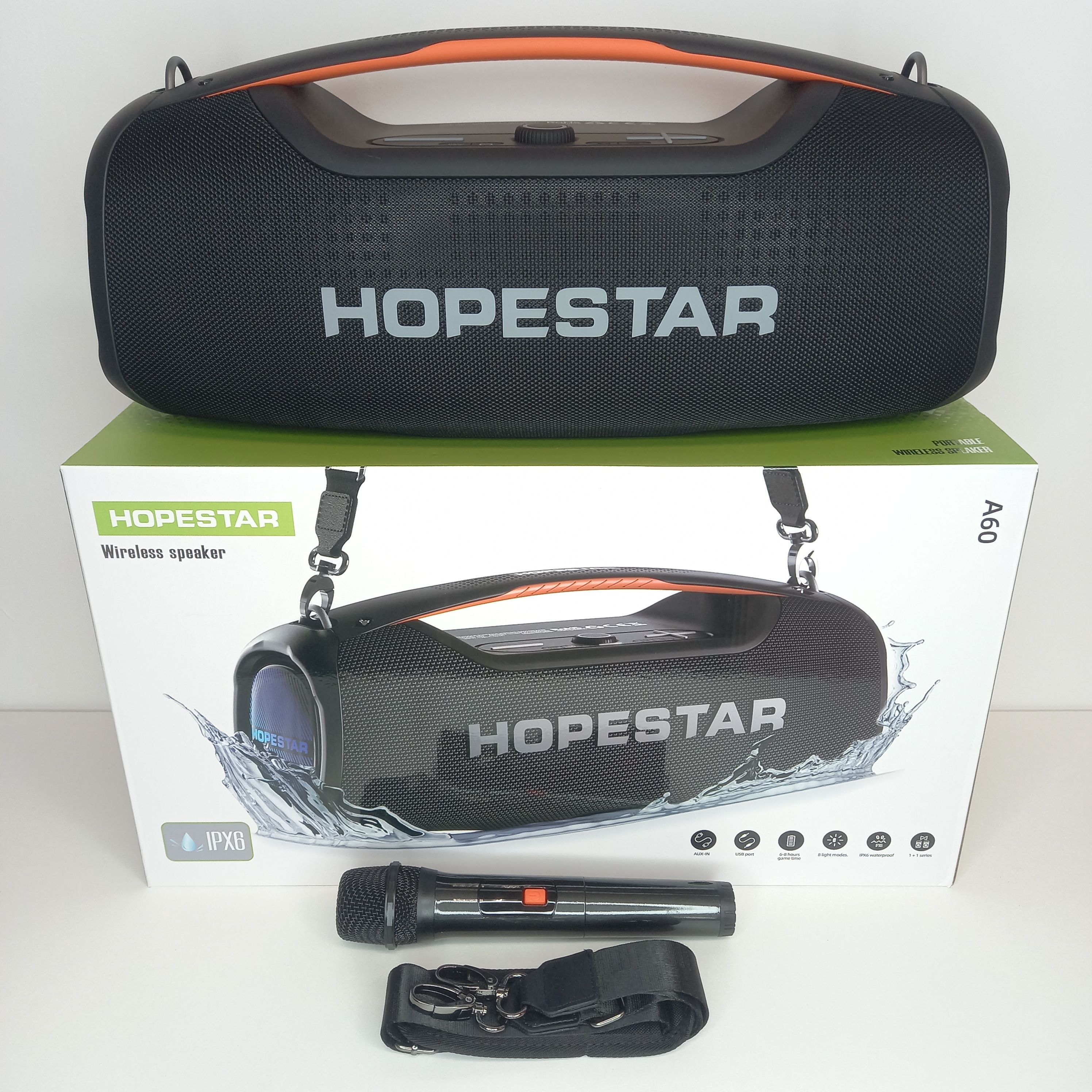 HOPESTARA60,большаяакустическаяBluetoothколонкас5динамикамиирадиомикрофономмощностью100W!