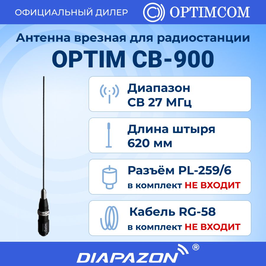 Антенна автомобильная врезная Optim CB-900