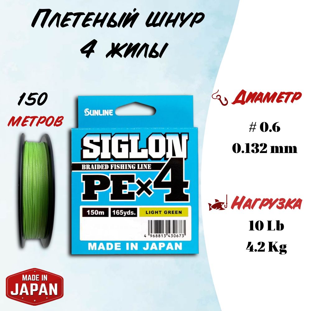 Шнур плетёный Sunline SIGLON PEx4 №0,6 / леска плетенка