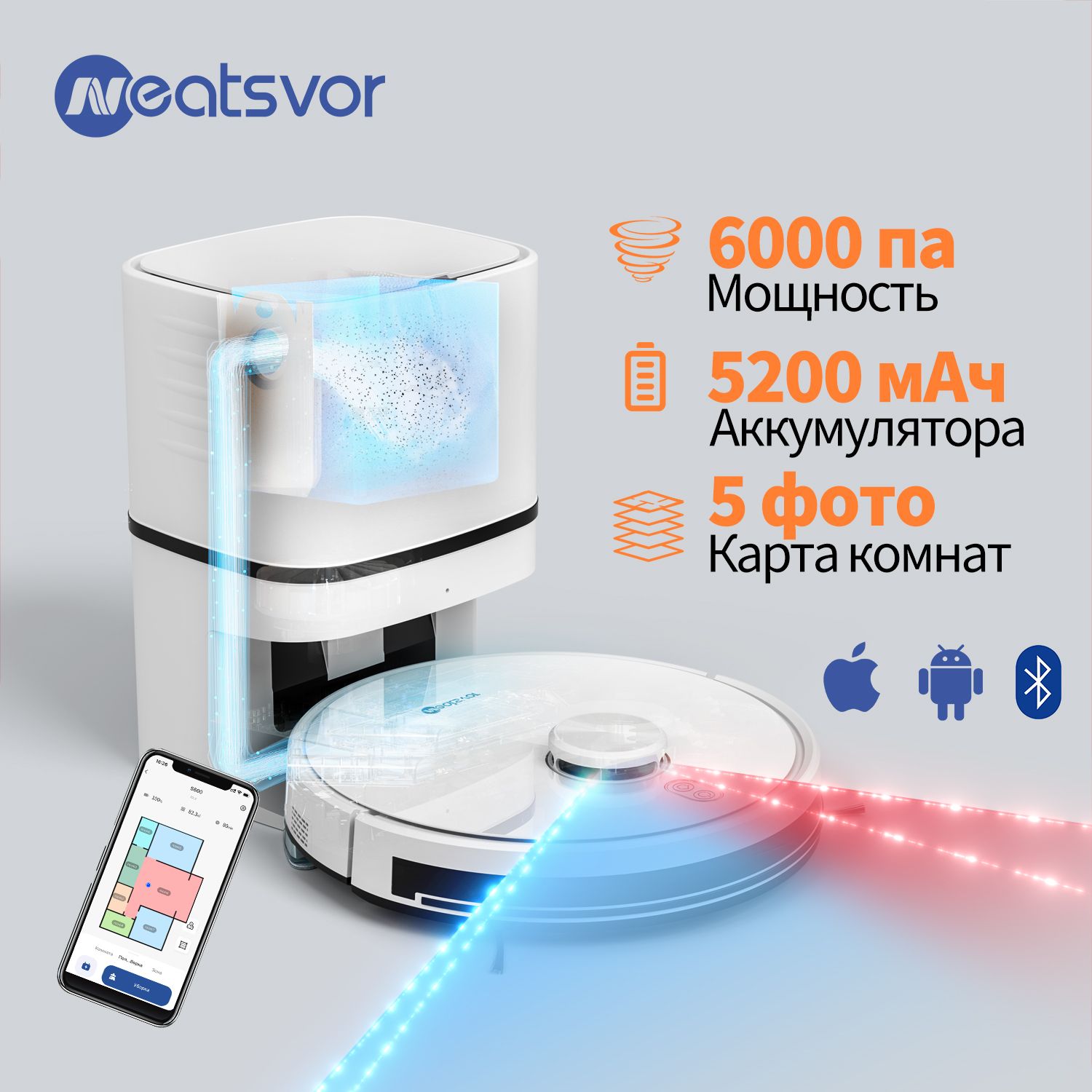 Робот-пылесос NEATSVOR X520 - купить по выгодной цене в интернет-магазине  OZON (595362780)